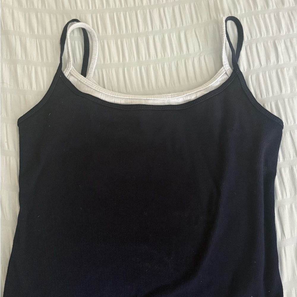 wild fable Black Ribbed Double-Strap Cami